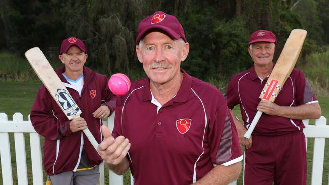 Masters cricket is exploding on the Coast. Training at Mudgeeraba Cricket Club are from left to right Gary Lovett, John Guiver, David Russell. Picture Glenn Hampson