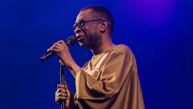 Youssou N'Dour performs on the Foundation Stage at WOMADelaide 2023 in Botanic Park. Picture: Wade Whitington, supplied