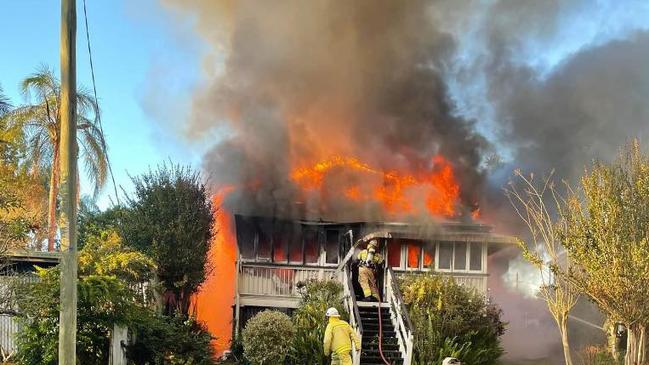 A Maryborough house is completely destroyed by fire. PHoto credit Tyler Booth.