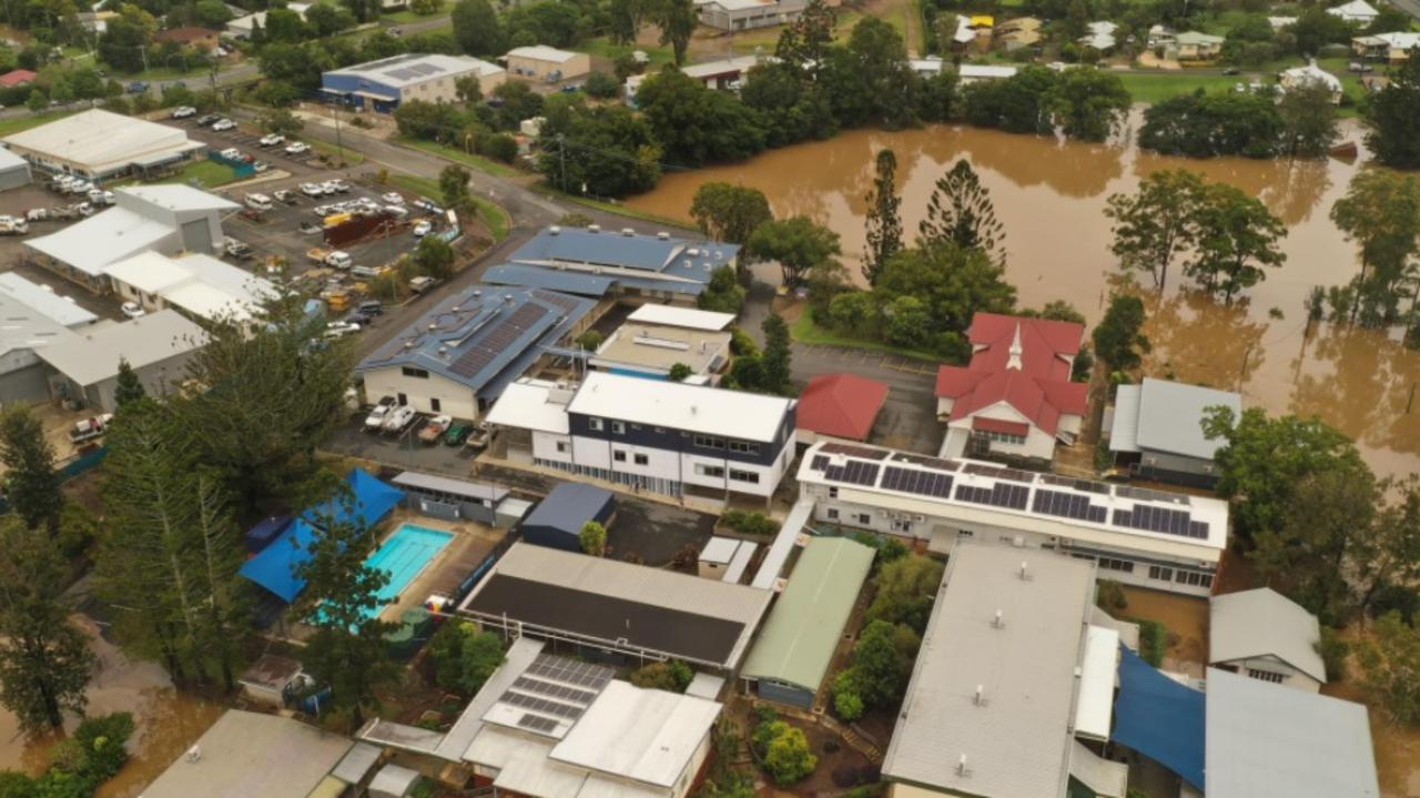 Aerial photos of Gympie flood taken this morning aerial pics taken at 6.30am today., It is VITAL that we give credit to the people who gave us these pics in each caption -****** MUST CREDIT EVERY PIC USED**** Infinity Flights Photography,