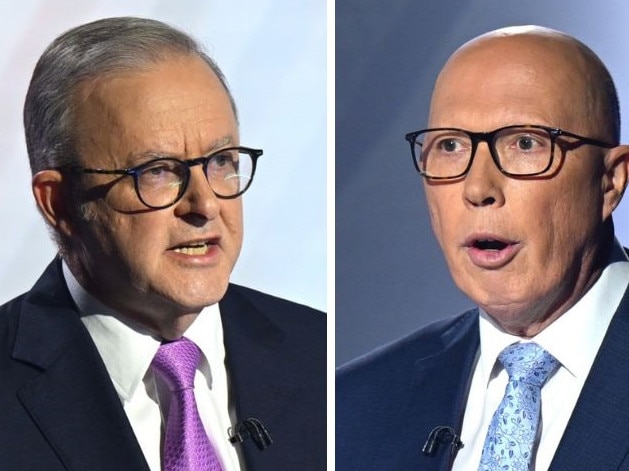 Anthony Albanese and Peter Dutton in the final debate. Picture: NewsWire