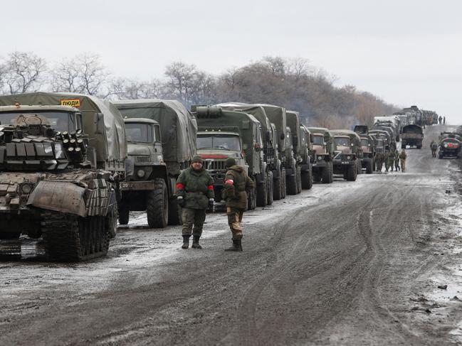 A view shows a military convoy of armed forces of the separatist self-proclaimed Luhansk People's Republic. Picture: REUTERS/Alexander Ermochenko