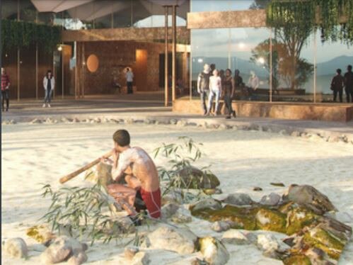 An indicative image of what an Aboriginal cultural centre may look like in the proposed redevelopment at Belrose on 71ha of land owned by the Metropolitan Local Aboriginal Land Council. Picture: Cox Architecture