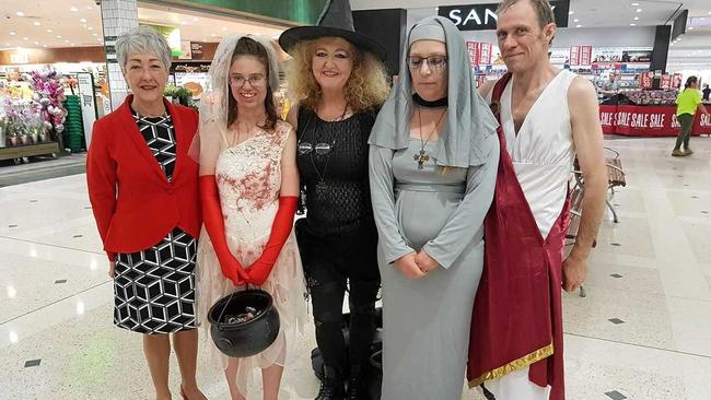 Southern Downs mayor Tracy Dobie caught up with the Warwick Demented Artists Group dressed up for Halloween. Picture: SDRC