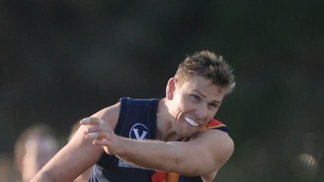 VAFA football St Bedes Mentone Tigers v Old Trinity at Brindisi Street, Mentone. St Bedes Mentone Tigers champion Luke Wintle played his 300th game but unfortunately the Beders lost by 4 points.