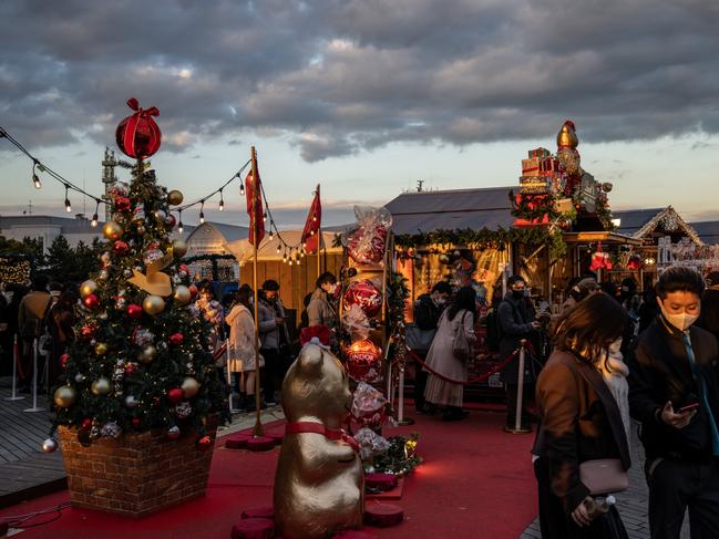 A Christmas market in Yokohama, Japan. The government stated they will not tighten restrictions after the first case of community transmission of the Omicron variant. Picture: Getty Images