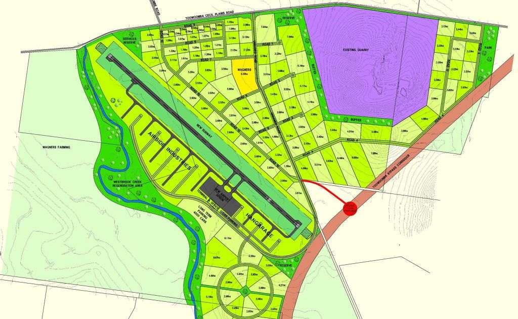 A concept map of the developing Wagners Wellcamp Airport. 