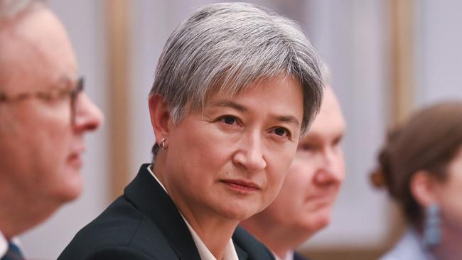 Foreign Minister Penny Wong has announced she will draft a declaration to push for a stronger commitment to protect aid workers operating in deadly conflict zones. Picture: NewsWire/ Martin Ollman