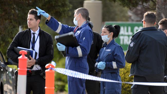 Detectives and forensic crews are at the scene. Picture: Andrew Henshaw