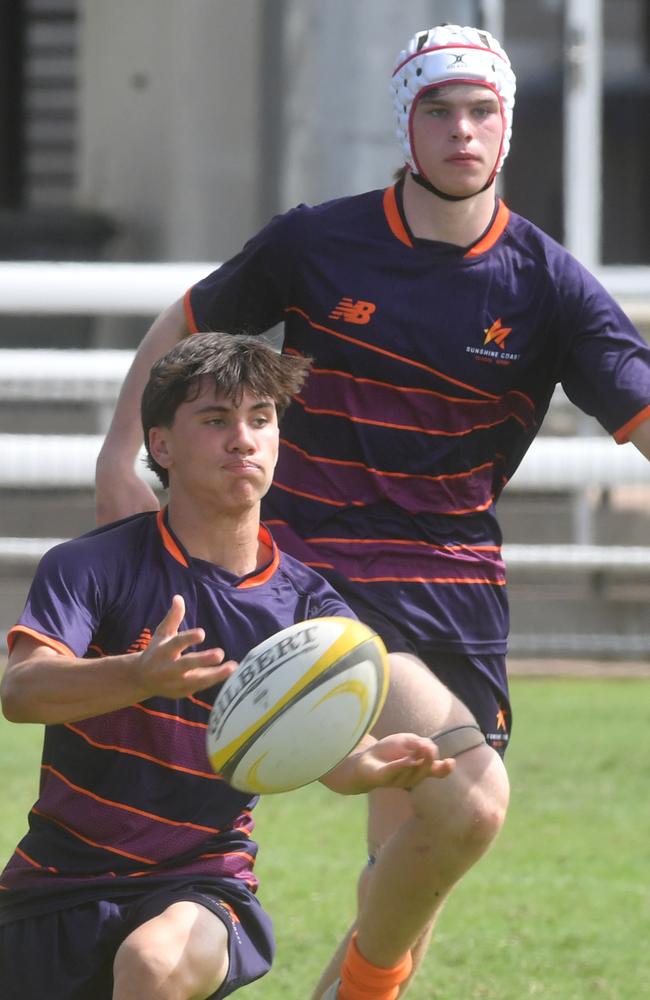 QLD Rugby Union State Championships (17-18 years boys) at the Townsville Sports Precinct. Friday May 23. Sunshine Coast against Metro West. Picture: Evan Morgan