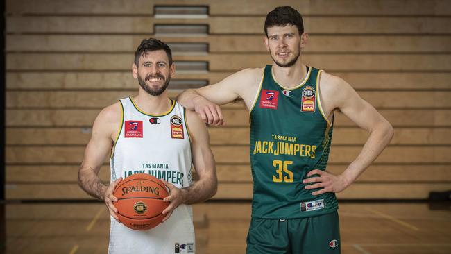 JackJumpers vice captain Jarrad Weeks, left, and captain Clint Steindl. Picture: Chris Kidd