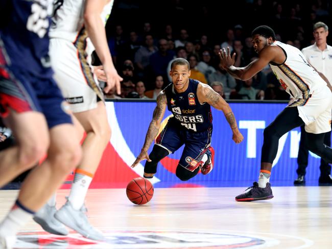 Jerome Randle played his best game of the season for Adelaide on Friday night. Picture: AAP/Kelly Barnes