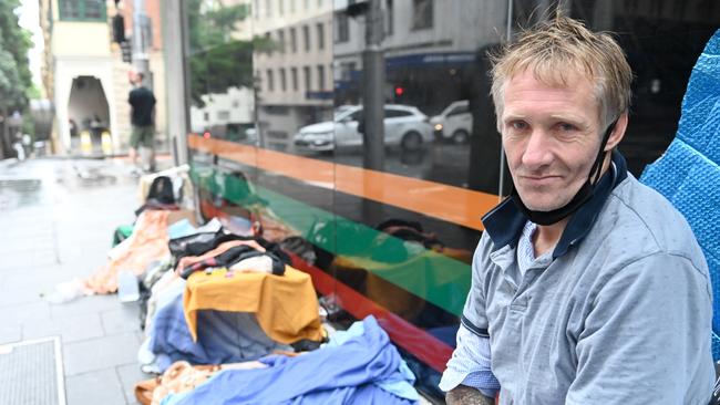 Grant sleeps on the streets of Sydney. Picture: NCA NewsWire/Jeremy Piper