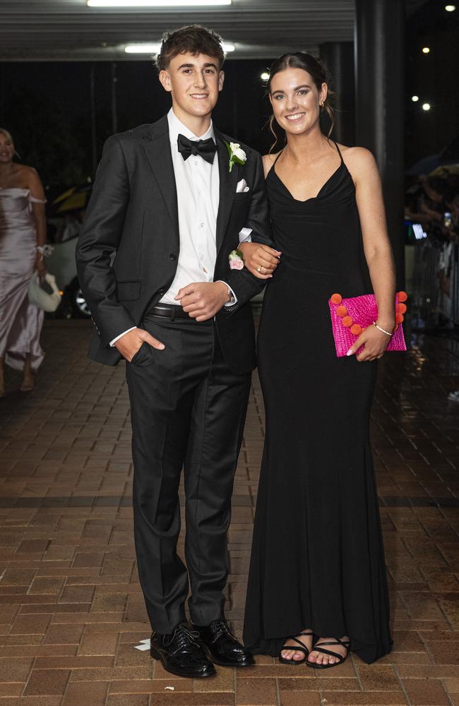 Max Grills and partner Lara Fitzgerald at Toowoomba Grammar School formal at Rumours International, Wednesday, November 13, 2024. Picture: Kevin Farmer