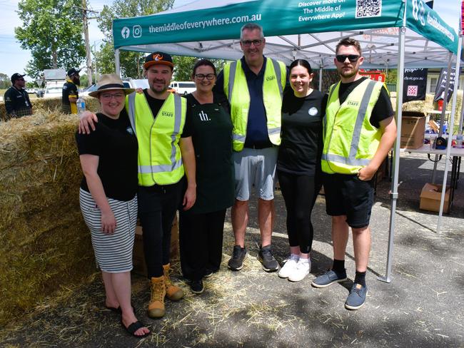 The Gippsland Beer Fest in Tinamba on Saturday, November 16, 2024: (no order) Simon Johnson, Tania Johnson, Amy Bailey, Mitch Bailey, Brad Bailey, Meg Bailey. Picture: Jack Colantuono