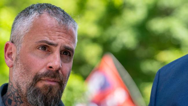 Former DC police officer Michael Fanone outside of Manhattan Criminal Court supporting Joe Biden. Picture: David Dee Delgado / GETTY IMAGES NORTH AMERICA / Getty Images via AFP