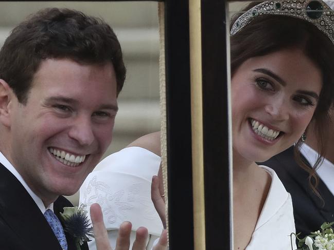 The guessing game has begun over where Jack Brooksbank and Princess Eugenie will go on their honeymoon. Picture: AP