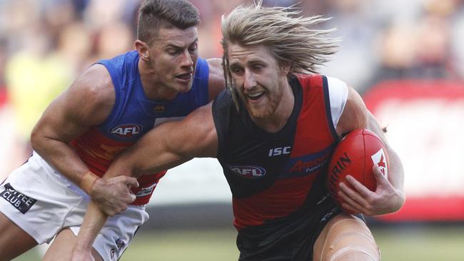 Essendon captain Dyson Heppell says his teammate Anthony McDonald-Tipungwuti played one of the best games he’d ever seen. Picture: AAP