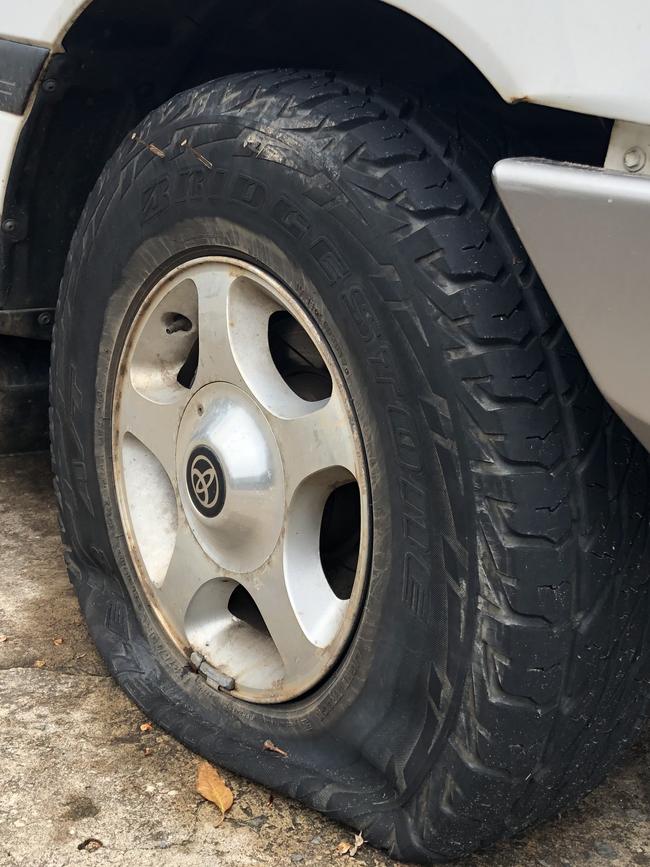 There were nails in every tyre of the truck.