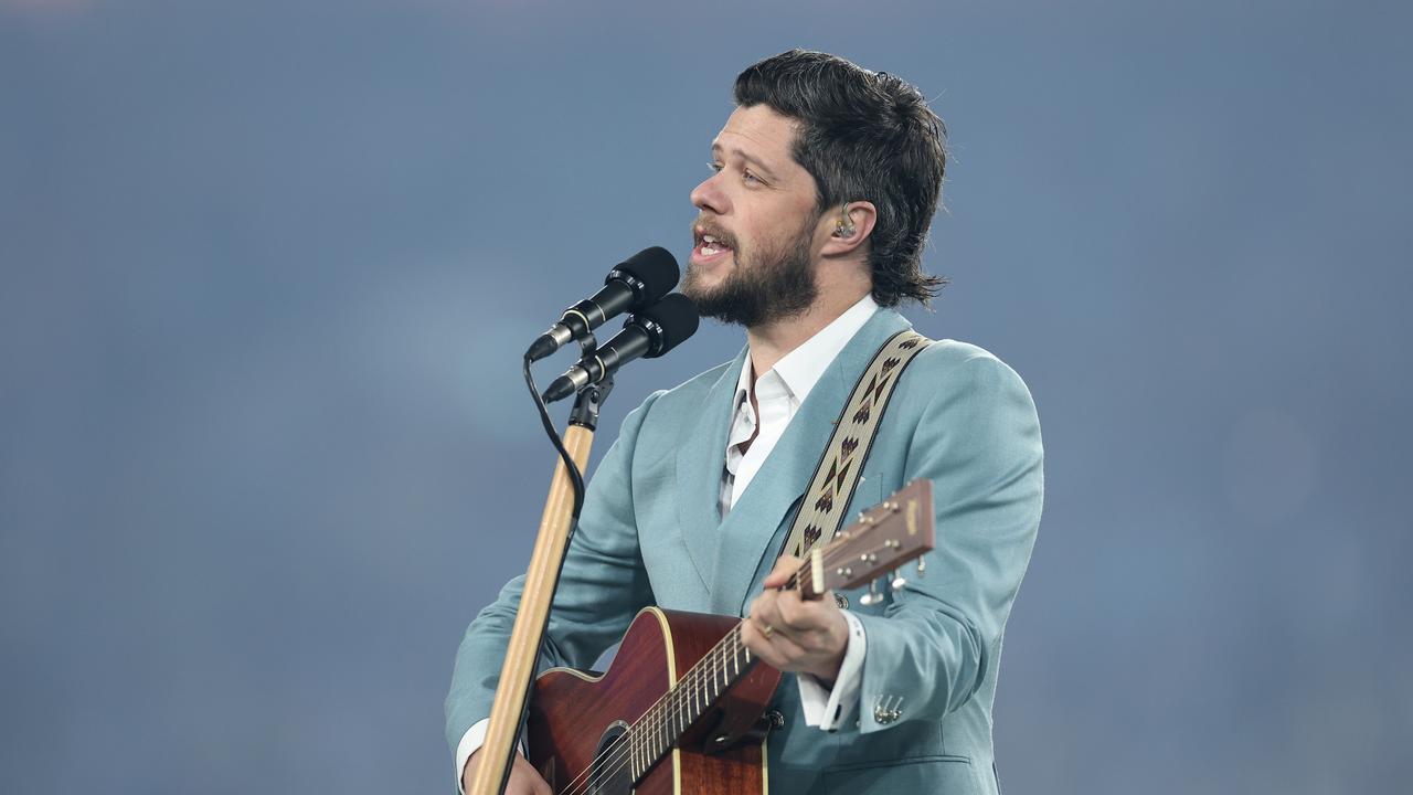 Dylan Wright sings the national anthem before game one of the 2024 Men's State of Origin Series between the Blues and Queensland at Accor Stadium on June 5. Picture: Cameron Spencer/Getty Images