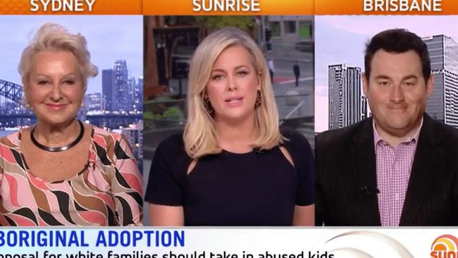 Last year, Channel 7, Prue MacSween (left) and Samantha Armytage (centre) were sued for racial vilification over a 2018 discussion on Sunrise about Aboriginal adoption which featured an all-white panel. Supplied