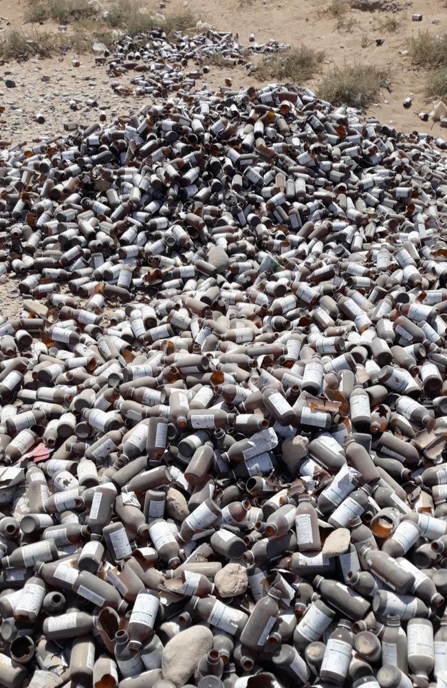 A pile of empty medicine bottles (a source of ephedrine) in Bakwa, Farah province. Picture: David Mansfield/ Supplied