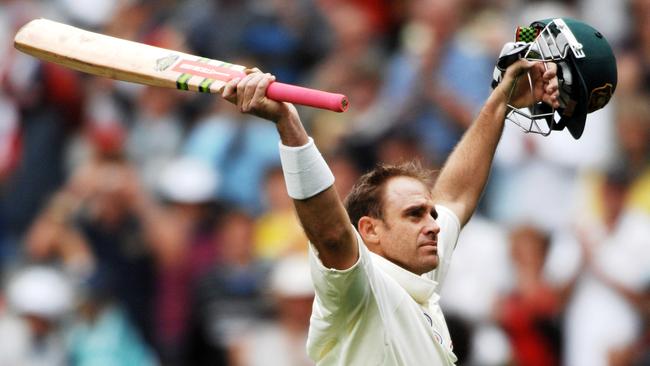 Matthew Hayden after scoring a Test ton. (AAP Image/Dean Lewins)