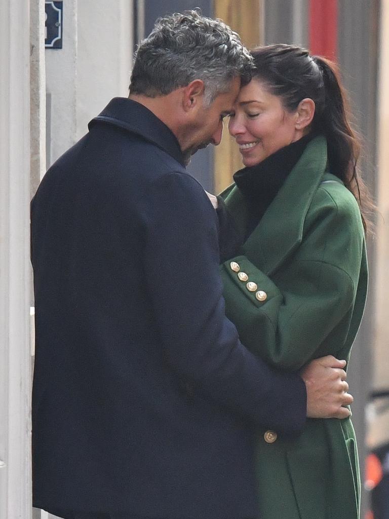 Love birds Erica Packer and Enrique Martinez walk in the streets of Paris. Picture: Backgrid