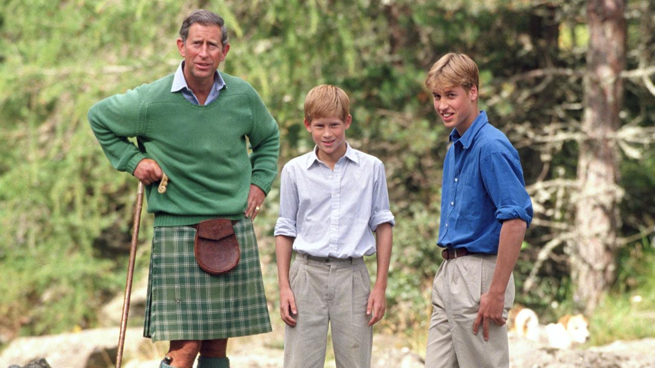 The Prince of Wales with his sons Princes William and Harry when they were younger. Picture: Julian Parker/UK Press via Getty Images