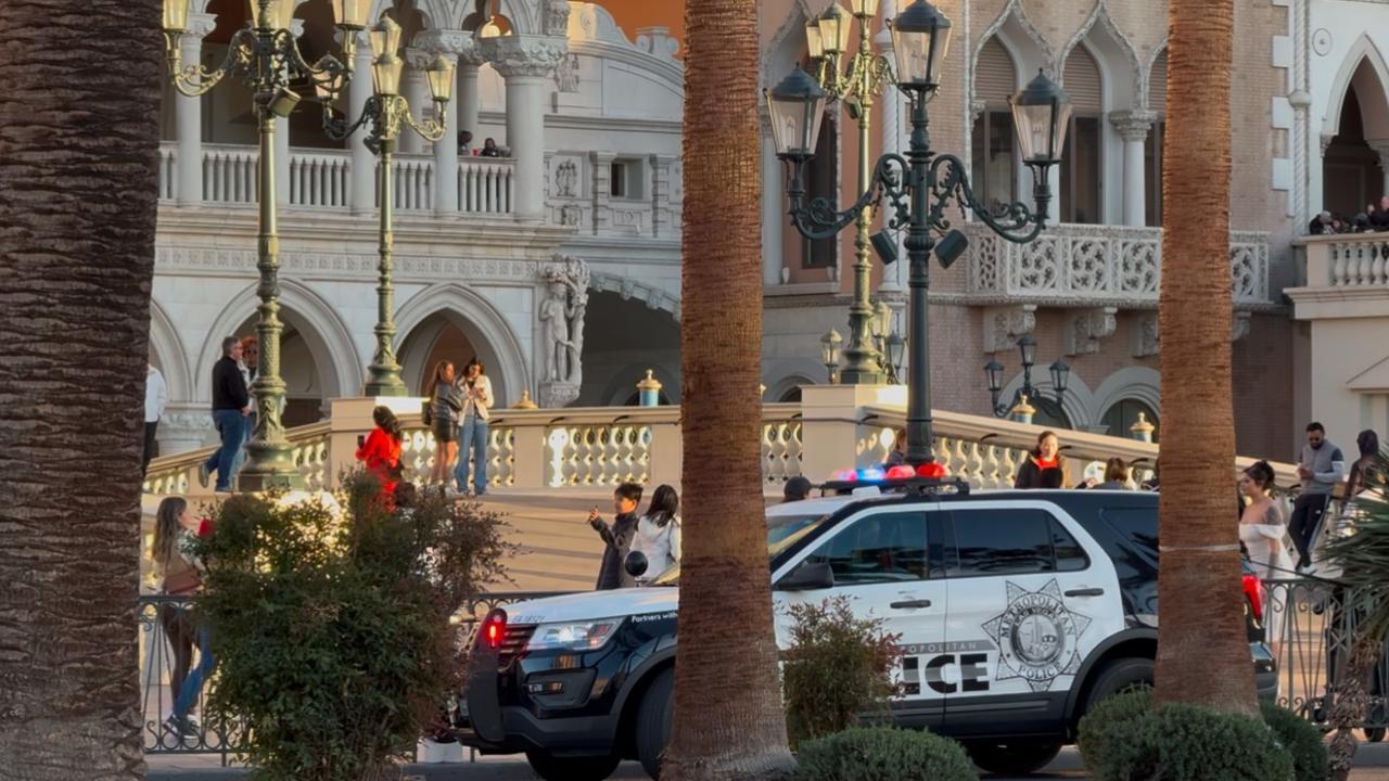 Two police cars were stationed outside The Venetian, not far from the Trump Hotel.