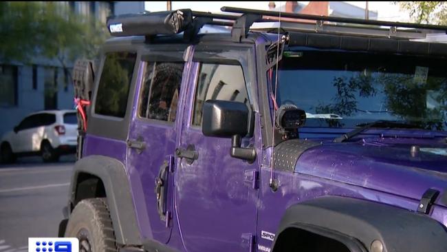 The Jeep where the man was allegedly stabbed. Picture: 9News