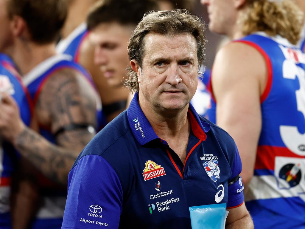 MELBOURNE, AUSTRALIA - SEPTEMBER 06: Luke Beveridge, Senior Coach of the Bulldogs looks on during the 2024 AFL Second Elimination Final match between the Western Bulldogs and the Hawthorn Hawks at The Melbourne Cricket Ground on September 06, 2024 in Melbourne, Australia. (Photo by Michael Willson/AFL Photos via Getty Images)