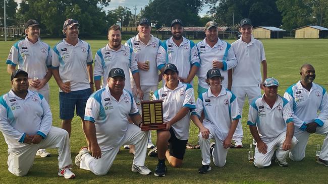 Clarence River Cricket Association's 2020/21 GDSC 2nd Grade premiers Grafton Hotel Coutts Crossing (from top left): Zac Page, Bill North, Andrew McLachlan, Hayden Woods, Josh Harris, Lewis Chevalley, Andrew White; (front) Aaron Webb, Matt McKee (c), Pat Phillips, Lachlan Wilcox, Noel O'Connell, Desan Padayachee.