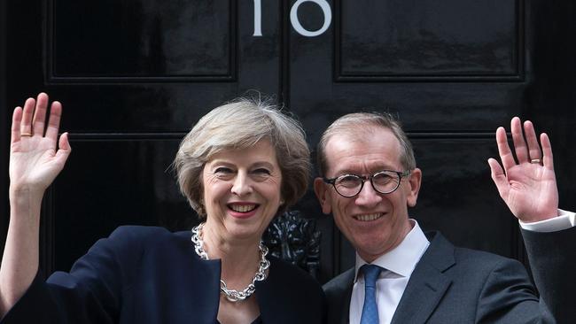 British Prime Minister Theresa May and her husband Philip outside No 10 Downing Street. Picture: AFP