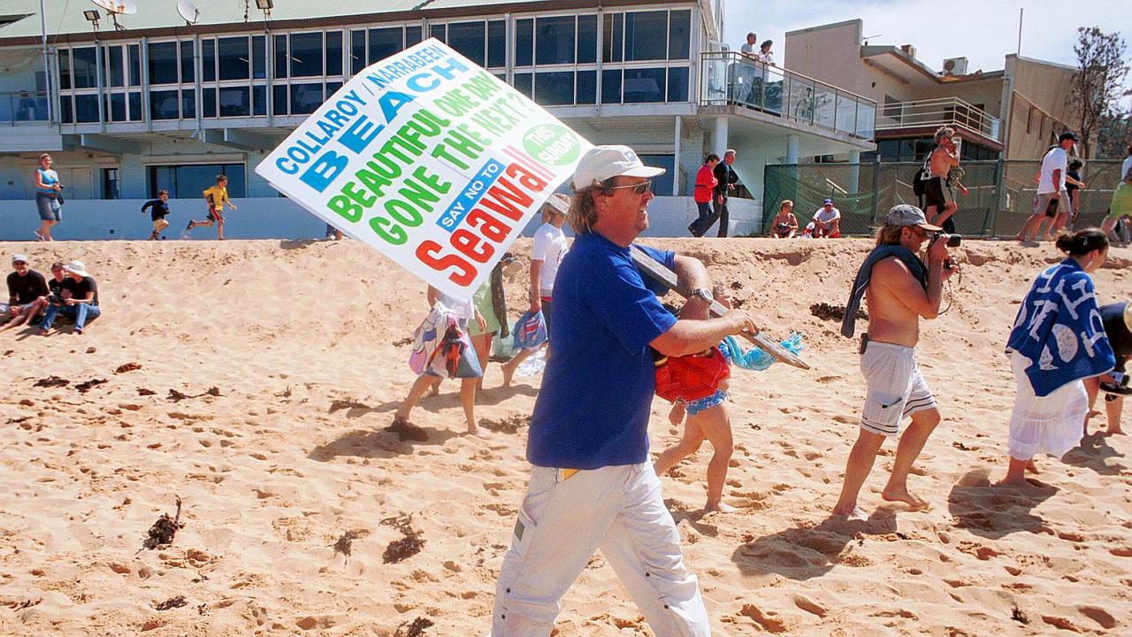 Locals have been protesting against the prospect of a seawall since at least 2002. Picture: Joe Murphy