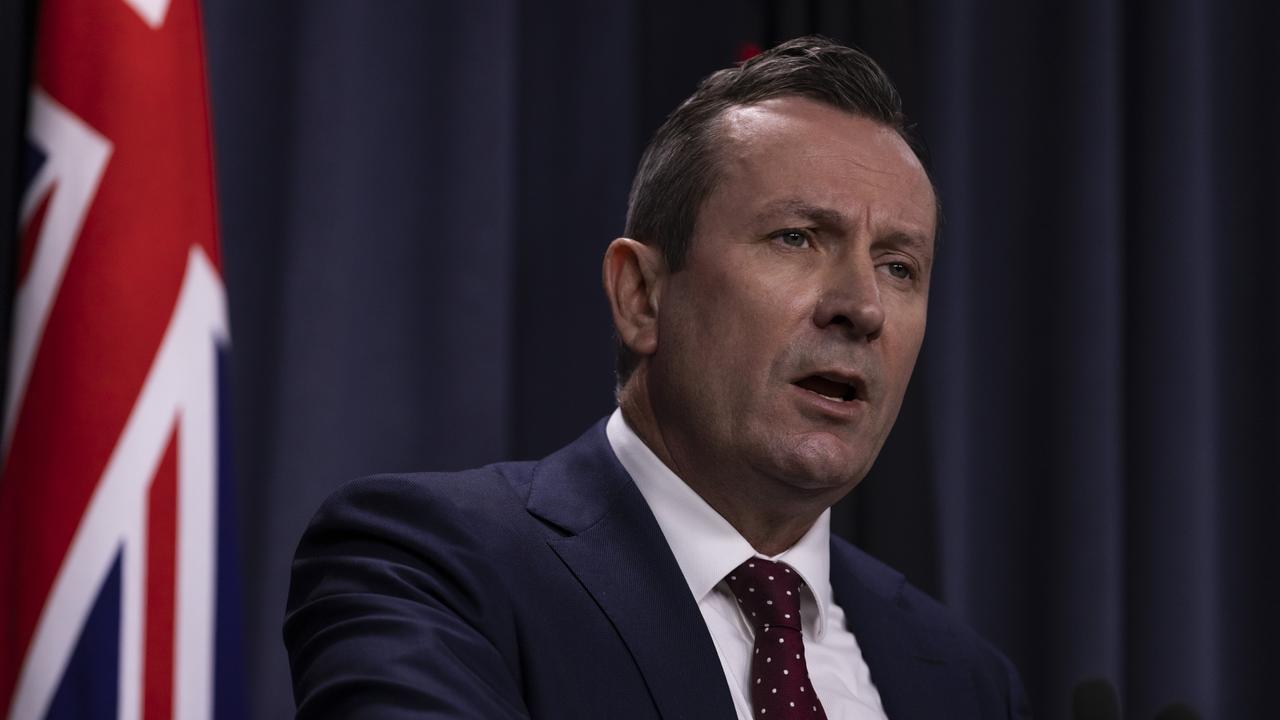 PERTH, AUSTRALIA – NOVEMBER 05: WA Premier Mark McGowan speaks to media at Dumas House on November 5, 2021 in Perth, Australia. The state will open up once 90% of Western Australians over the age of 12 are double vaccinated, forecast to be late January or early February 2022. (Photo by Matt Jelonek/Getty Images)