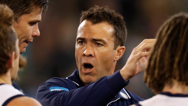 Chris Scott, coach of the Cats on Friday night. Picture: Michael Willson/Getty Images