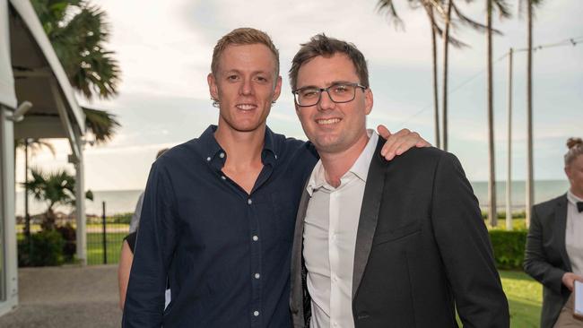 Jake Bowd and Ryan Langworthy at the 2022-23 NTFL Nichols Medal Night. Picture: Pema Tamang Pakhrin