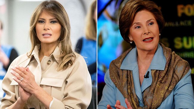 US First Lady Melania Trump and former First Lady Laura Bush.