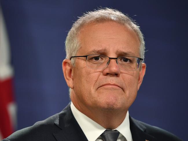 SYDNEY, AUSTRALIA - NewsWire Photos MARCH, 05, 2021: Prime Minister Scott Morrison speaks to media at the Commonwealth Parliamentary Offices in Sydney. Picture: NCA NewsWire/Joel Carrett