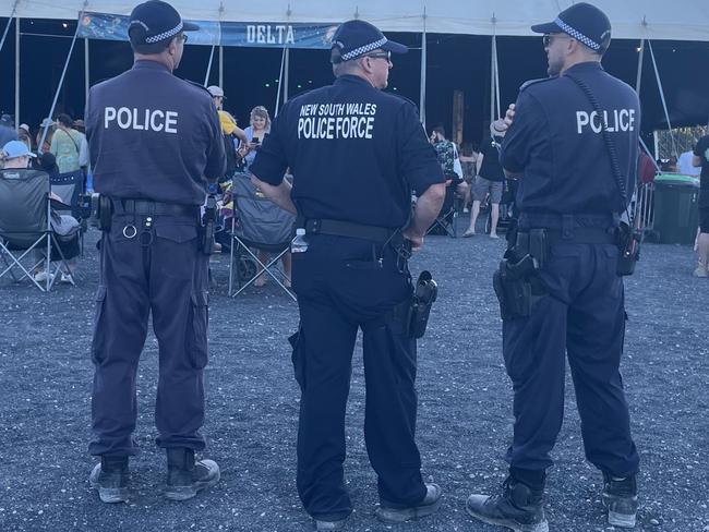 Police at Bluesfest on April 8, 2023. Picture: Savannah Pocock