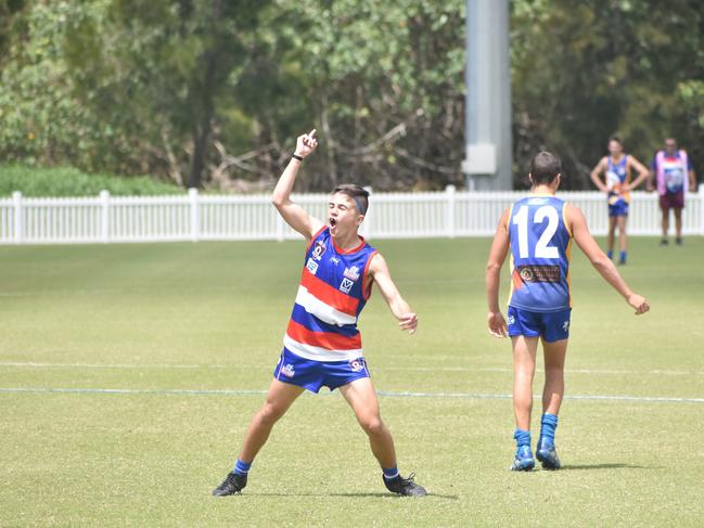 Blake Thompson in the Moranbah Bulldogs v Whitsunday Sea Eagles u17s AFL grand final at Magpies Sporting Club, Mackay, September 11, 2021. Picture: Matthew Forrest