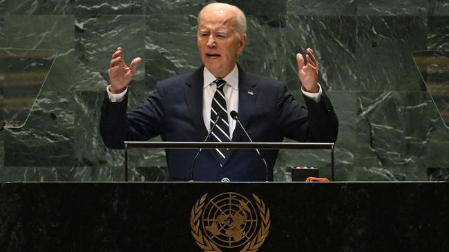 US President Joe Biden speaks during the 79th Session of the United Nations General Assembly in New York. Picture: AFP