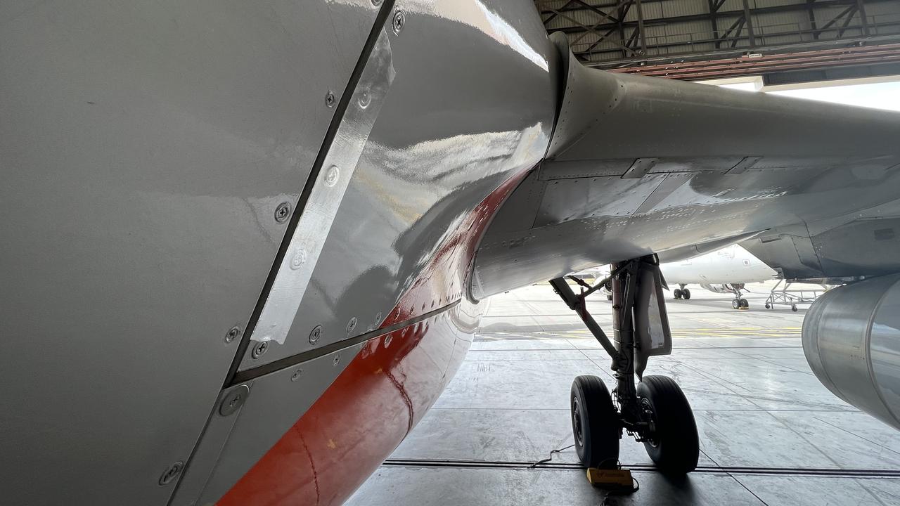 The tape is specifically designed to use on aircraft and costs more than $200 a roll. Picture: news.com.au