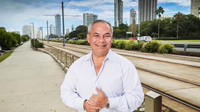 Mayor Tom Tate at the light rail in Surfers Paradise. Picture: NIGEL HALLETT.