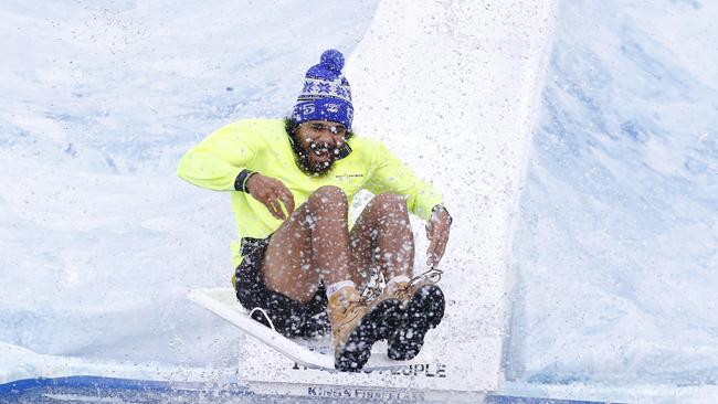 The cold starts to hit as Cyril nears the drop. Picture: AAP Image/Daniel Pockett