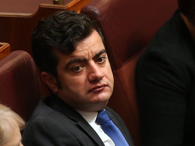 Senator Sam Dastyari in the Senate Chamber, at Parliament House in Canberra. Picture Kym Smith