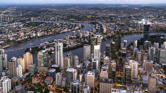 An aerial view of the Brisbane CBD.