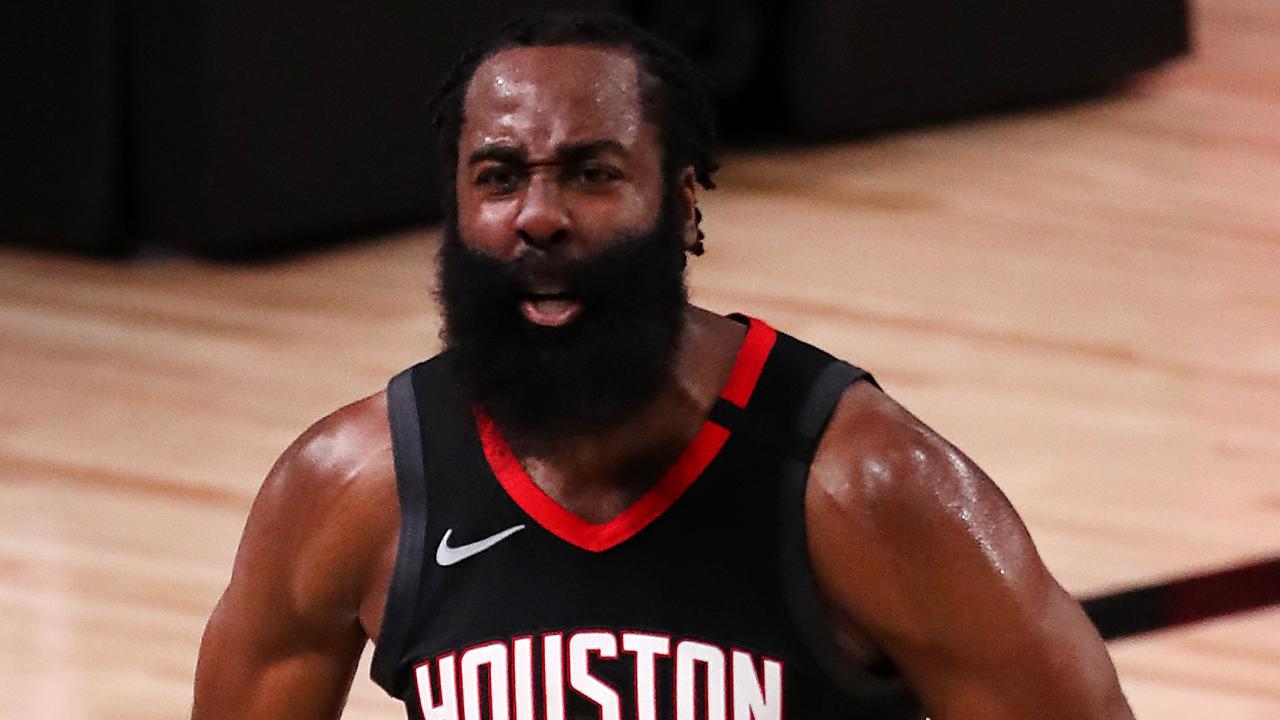 James Harden’s future at Houston is clouded. (Photo by Mike Ehrmann/Getty Images)