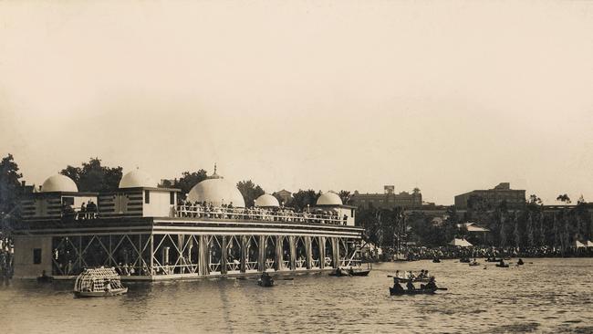 The Floating Palais (or Palais de Danse) on the Torrens Lake circa 1925, seen from the south. Picture: Supplied